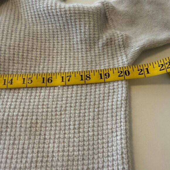 Club Monaco Heather Gray Cashmere/Lambswool Blend Waffle Knit Hooded Sweater SzM - Picture 8 of 12